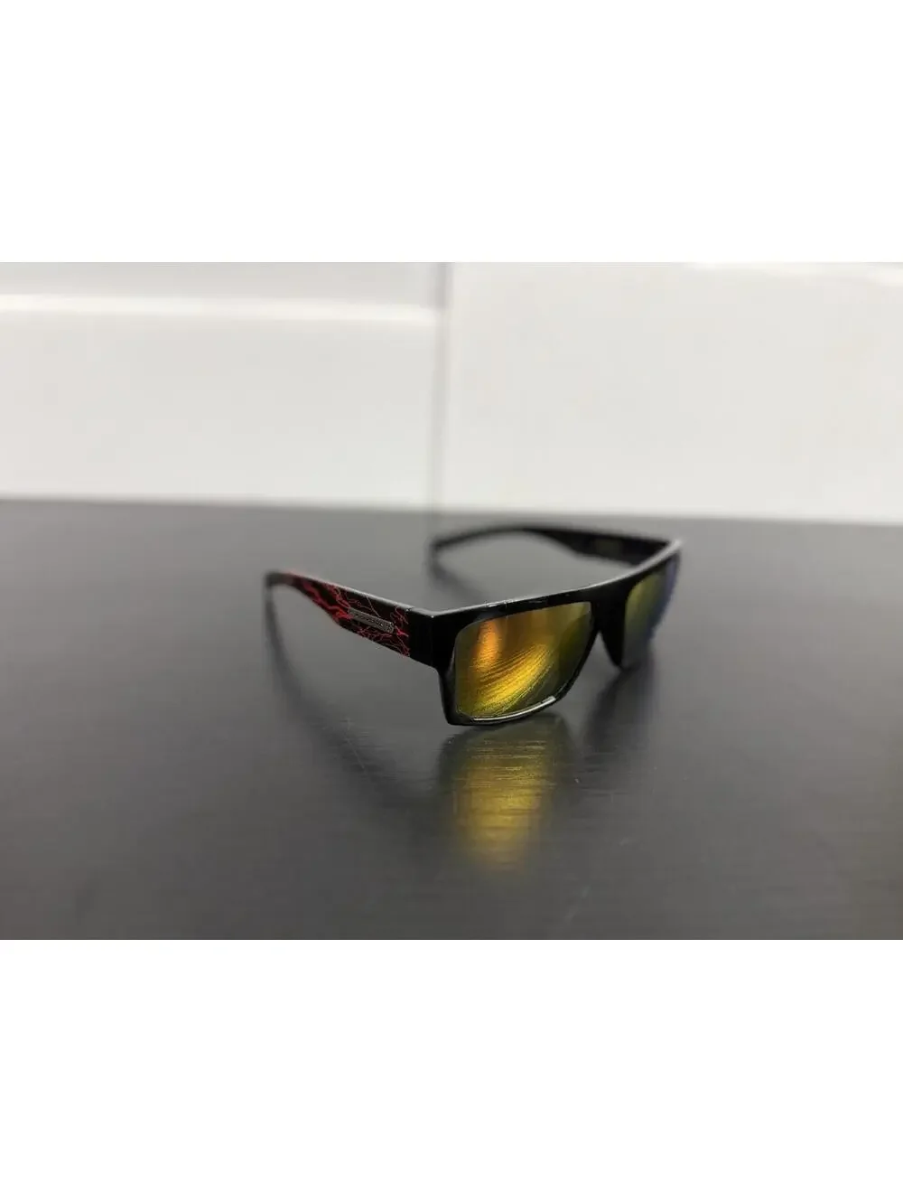 Vintage Biohazard Wrap Sunglasses Red Lightning Black Y2K BMX Skater